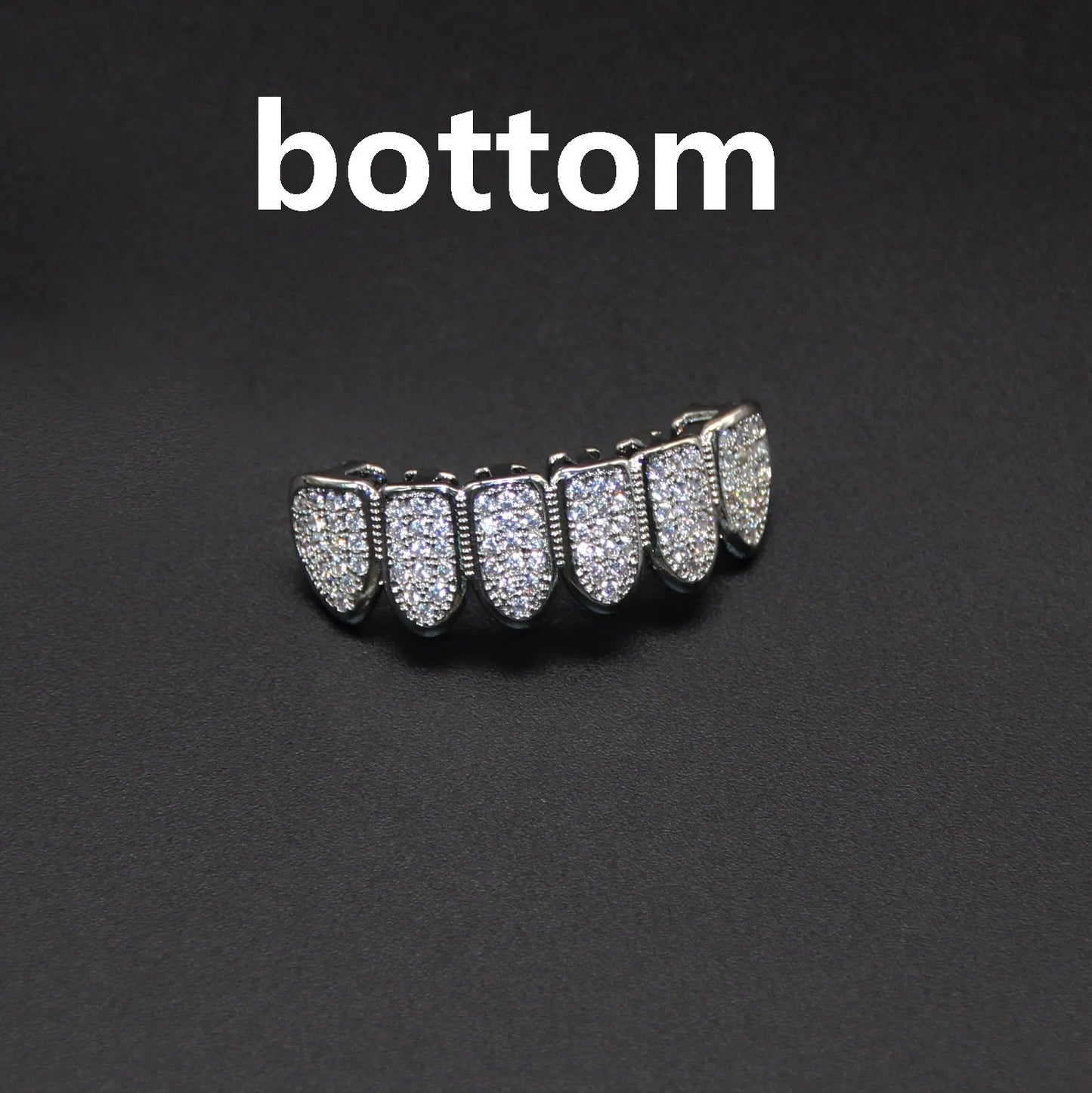 HipHop CZ Teeth Set – Unisex Gold & Silver Top/Bottom Mouth Caps, Removable Dental Fashion Jewelry