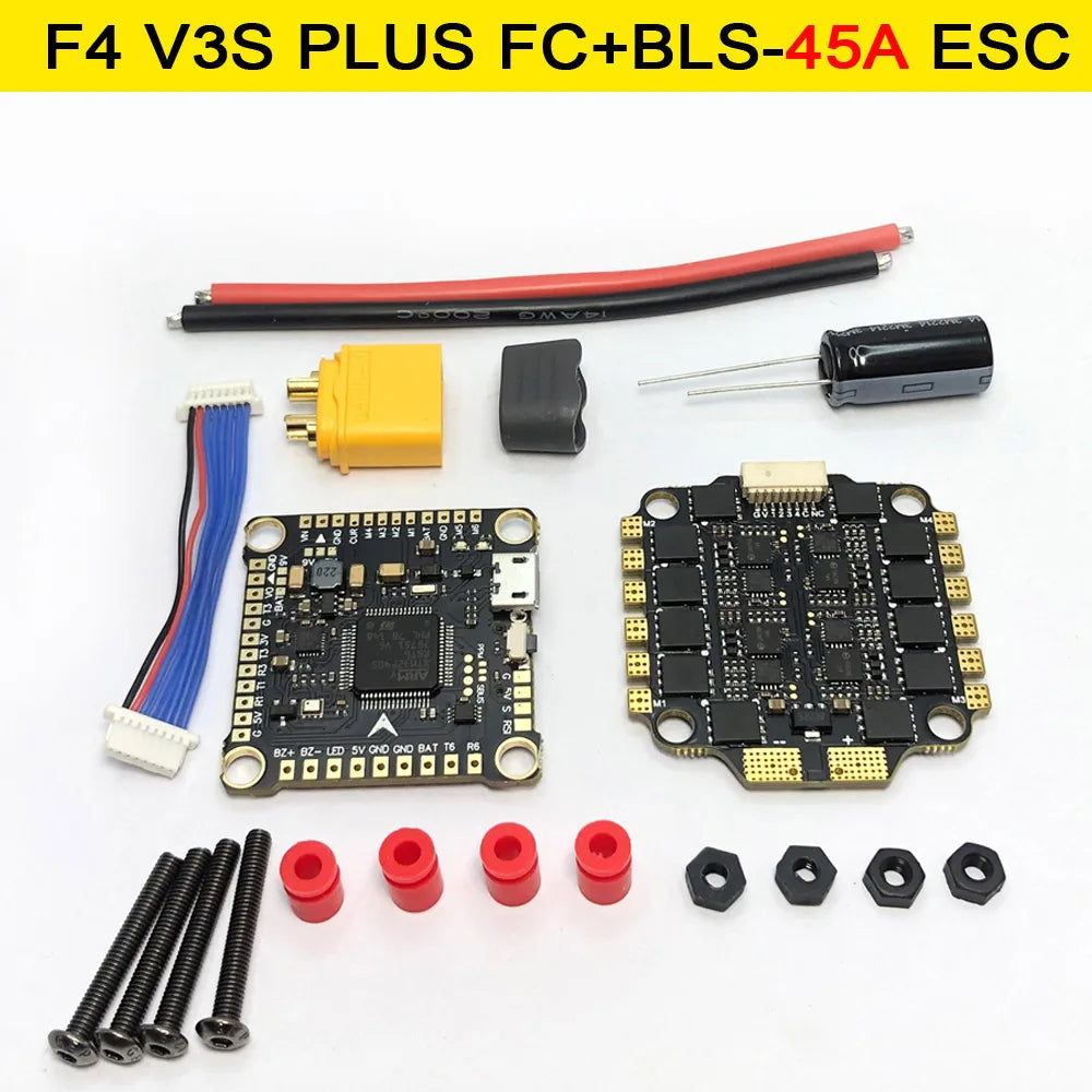 F4V3S F4 V3 V3S PLUS FC Stack with OSD & Barometer – 30A 45A 60A ESC for FPV Racing Drones