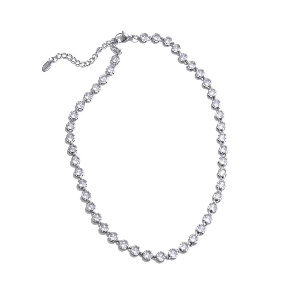Yhpup Colorful Cubic Zirconia Stainless Steel Luxury Jewelry Set – Waterproof Chain Necklace & Bracelet Gift for Women