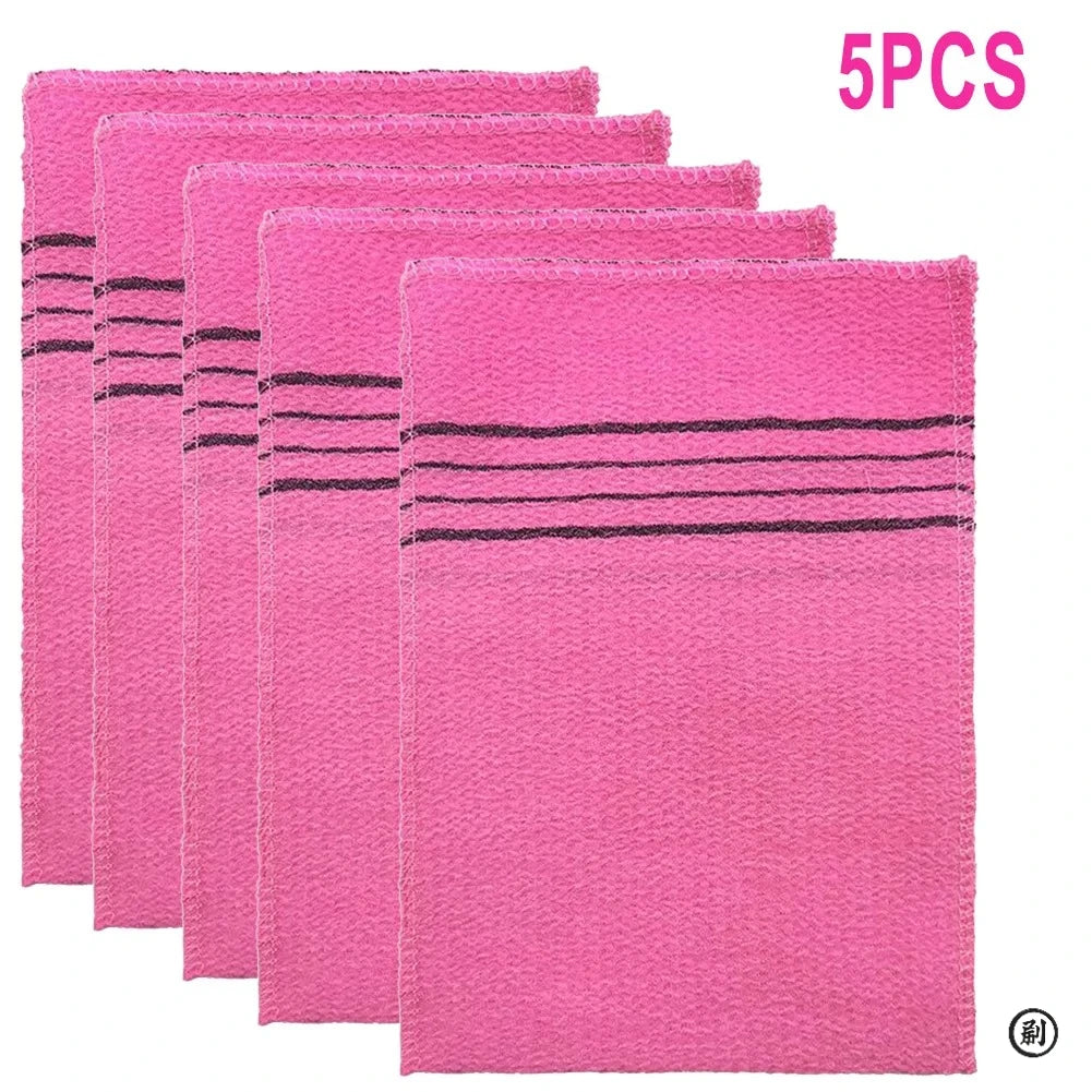 5-Piece Exfoliating Bath Pad Set β Soft Korean & Italian Style Washcloths for Body Scrub, Shower, and Spa Use
