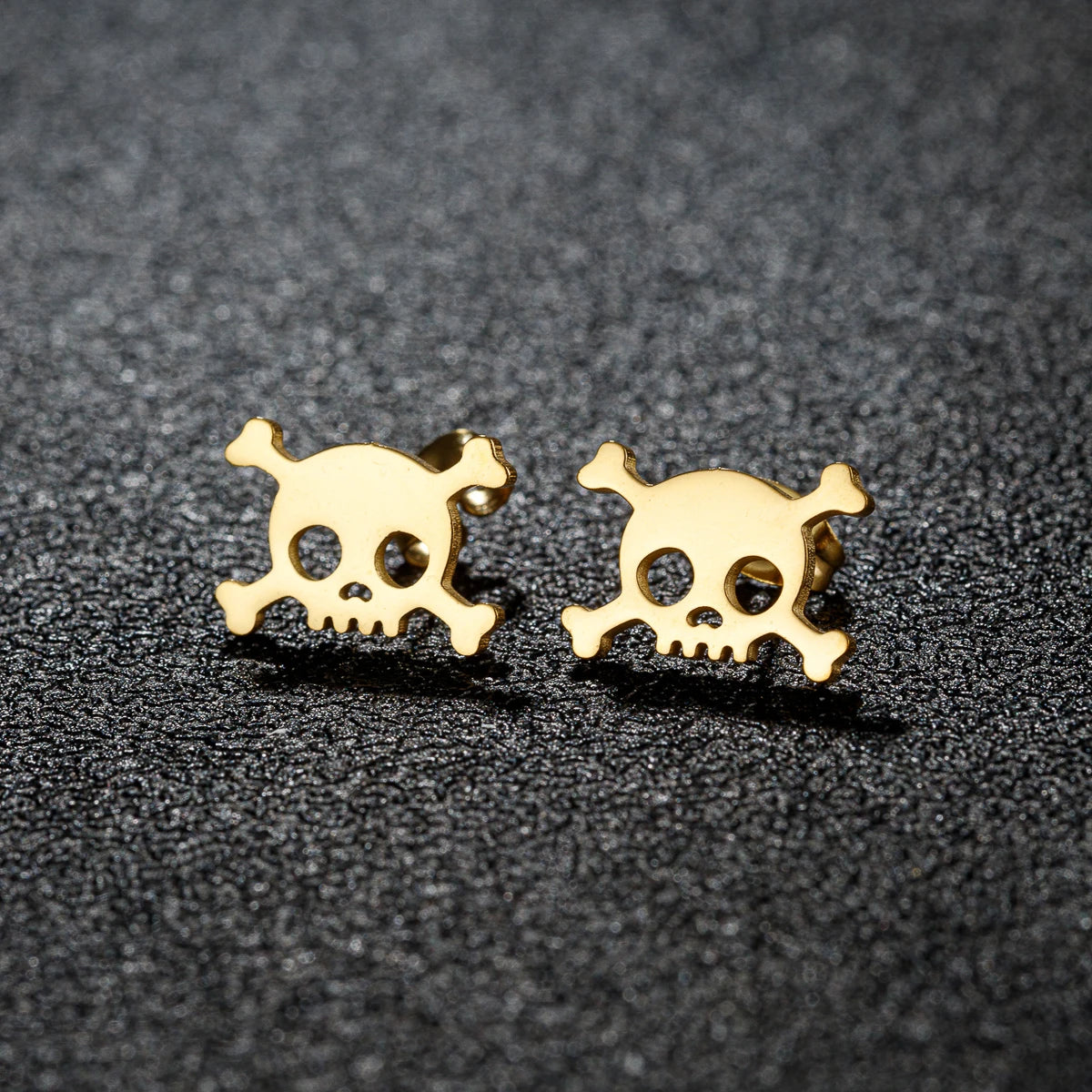 Mini Skull Stud Earrings for Men - Stainless Steel Gothic Halloween Jewelry
