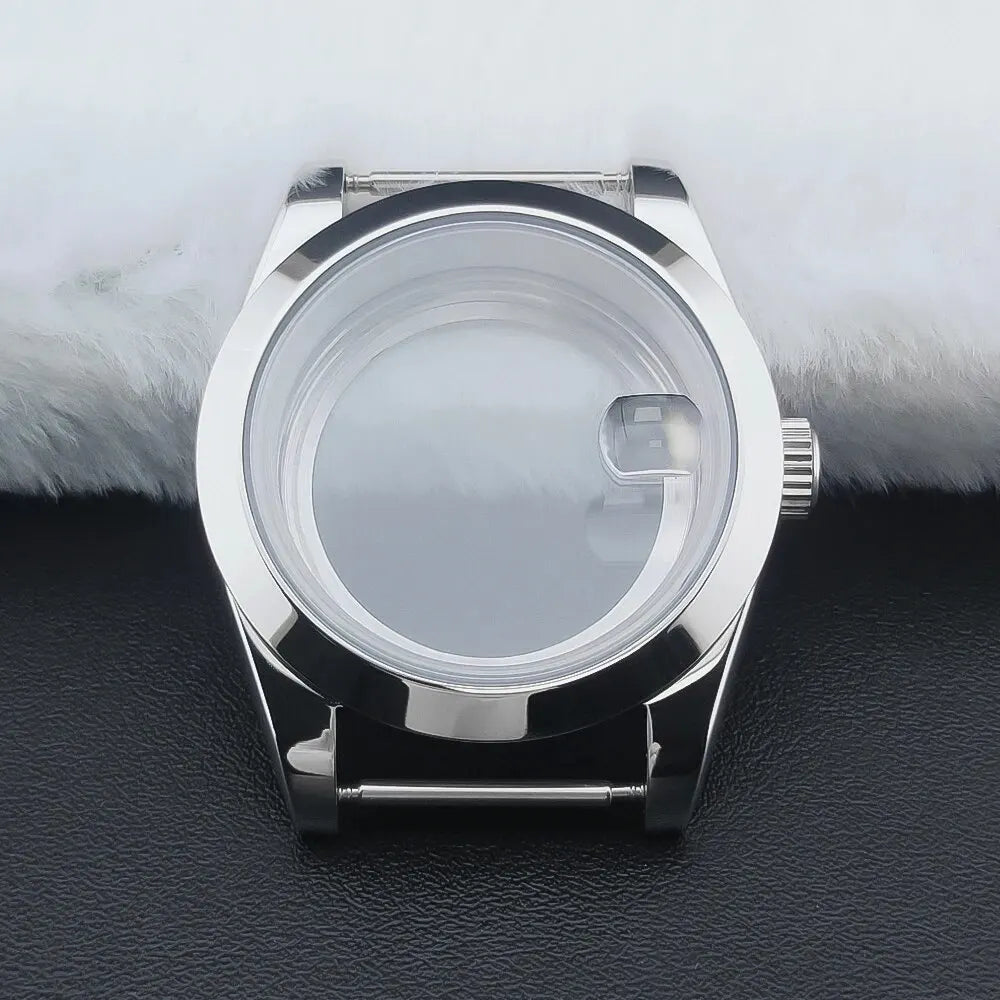 Neiton 36mm/39mm Silver Watch Case - Sapphire, Bevel Edge, 316L Stainless Steel for NH35, NH36, NH34 Movements