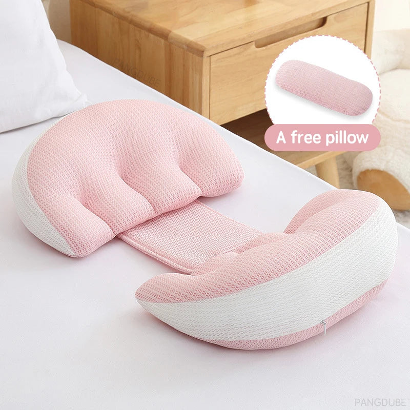 PANGDUBE Pregnancy Pillow — Cotton Body Pillow with Free Waist Support Auxiliary Pillow for Pregnant Women Sleeping