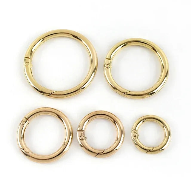 10Pcs Metal O Ring Spring Clasps - 10-38mm Openable Round Carabiner Snap Hooks for Keychains, Bags & DIY Jewelry Accessories