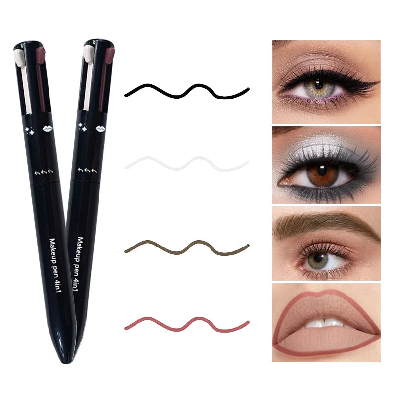4 in 1 Multi-Functional Lip Liner, Eyeliner & Eyebrow Pencil Set – 4 Color Options