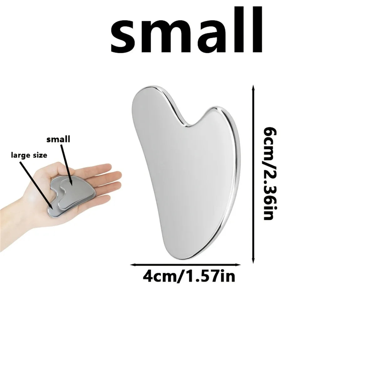Stainless Steel Facial Gua Sha Tool — Silver Metal Beauty Massage Board for Skincare & Relaxation