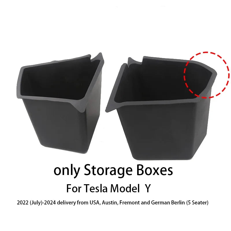 Tesla Model Y Berlin/Austin 2022-2025 Trunk Side Storage Bins – TPE Cargo Organizer with Carpet Lids