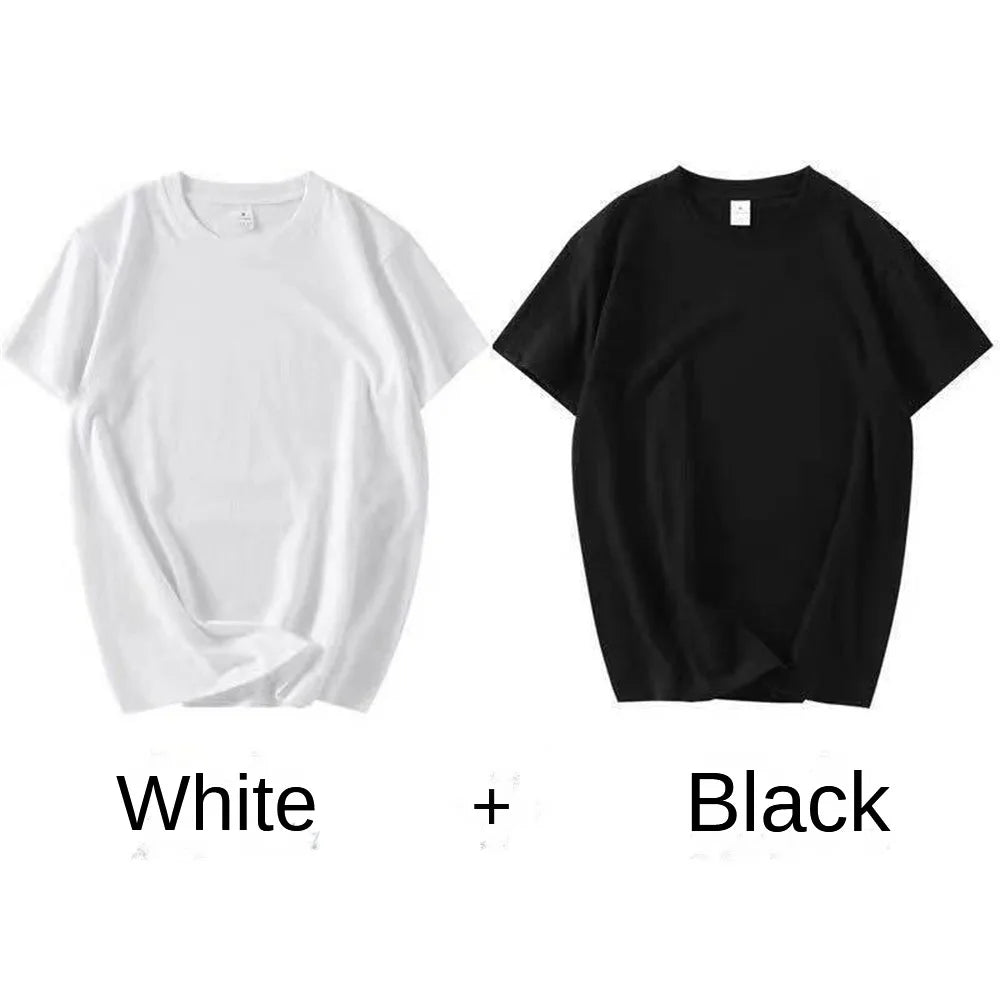 2PCS Unisex 100% Cotton White T-Shirts – Casual Loose Fit Short Sleeve Breathable Tees for Men & Women