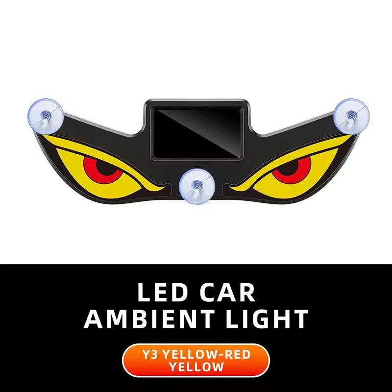 Solar Powered Car Demon Eye Light - Wireless LED Ambient Light with USB Rechargeable Design