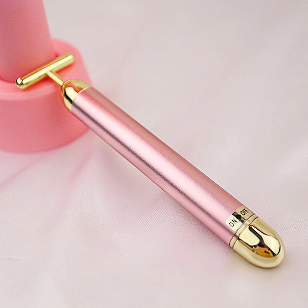 24K Gold Facial Slimming Beauty Bar – Pulse Vibrating Roller for Skin Lifting, Firming & Wrinkle Tightening