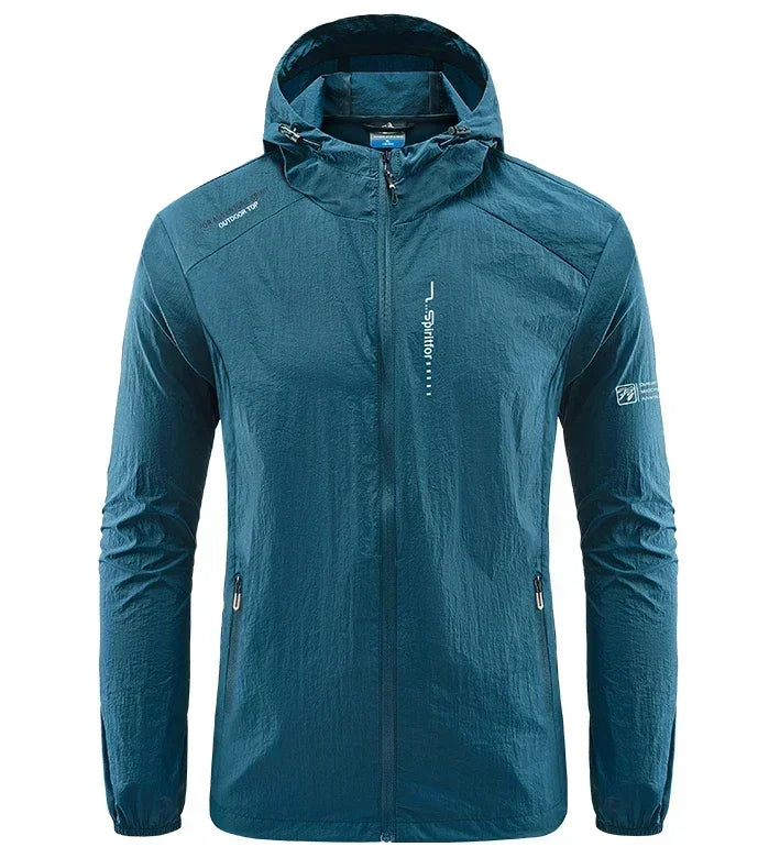 Men’s UPF 50+ UV Protection Jacket - Quick-Dry Lightweight Hooded Windbreaker for Hiking, Fishing and Cycling