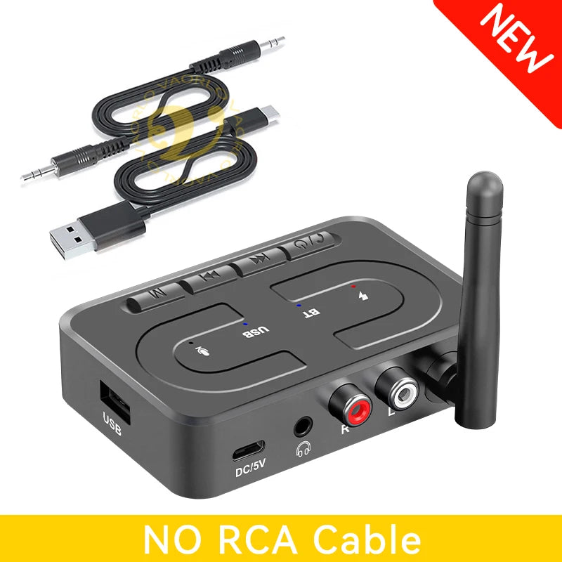 VAORLO Bluetooth 6.0 Audio Receiver – 3.5mm AUX/RCA Wireless Adapter with Mic, USB U-Disk Support for Car, Speaker & Amplifier HiFi Stereo