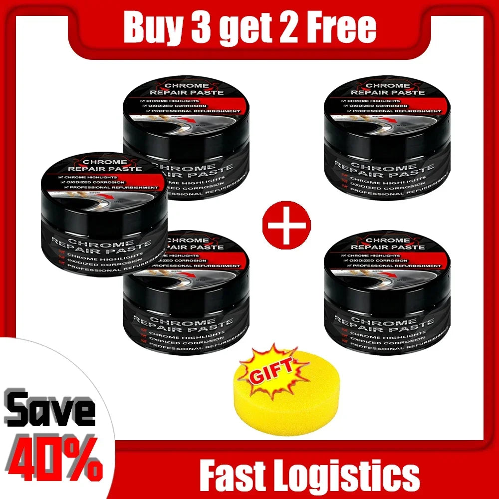 Chrome Polish Paste for Cars – Scratch Repair and Shine Restorer for Door Handles, Window Frames & Car Emblems