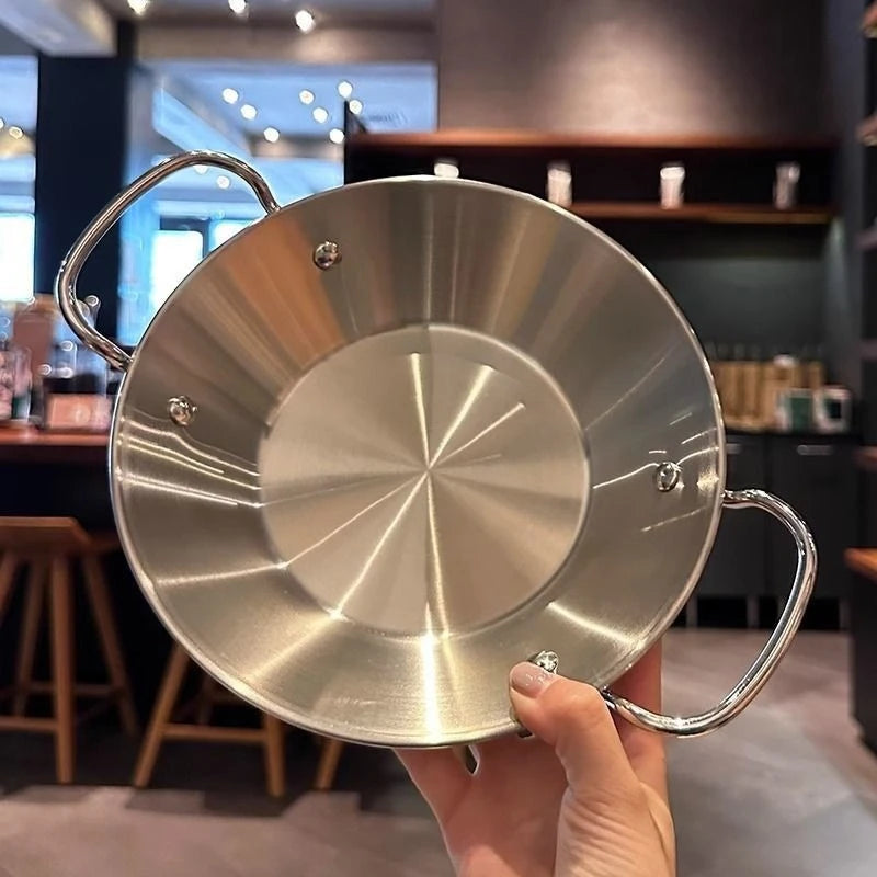 21cm Stainless Steel Seafood Rice Pan - Korean-Style Commercial Frying Pan
