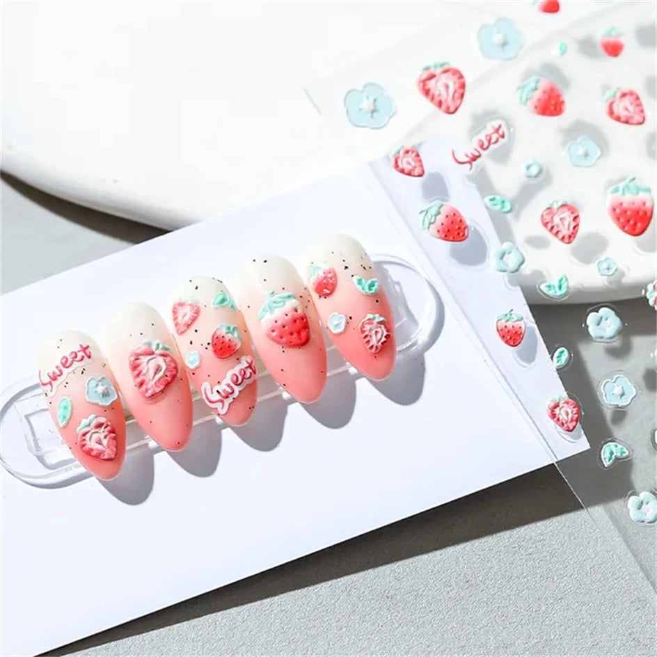 Vintage Rose Flower Nail Stickers β Red & Blue Laser Gold/Silver Nail Art Decals for Manicure Design DIY Beauty Tool