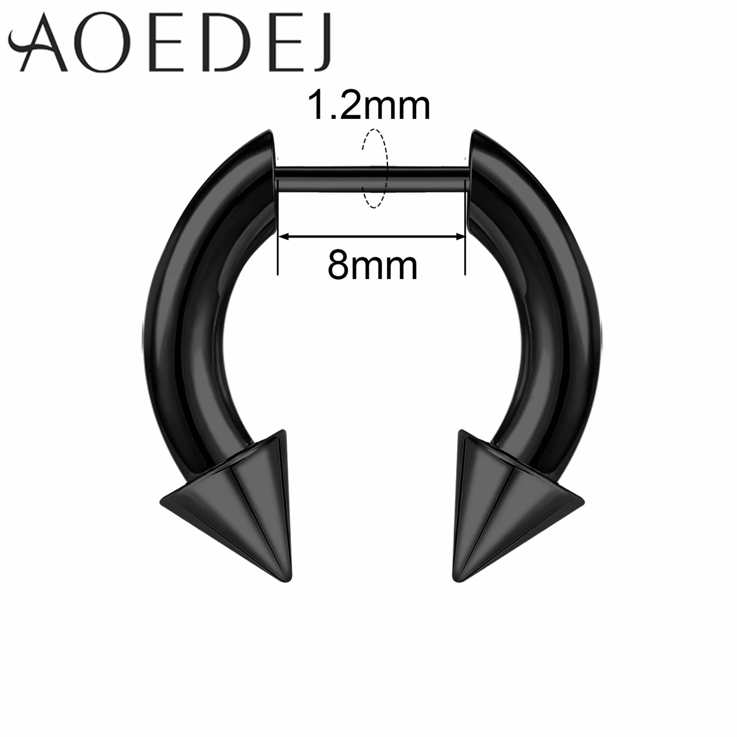 AOEDEJ 16G Stainless Steel Plug-In Style Nose Ring – Spike Ox Horn Septum Ring for Men & Women Large Gauge Body Piercing (8–10mm) Single Piece