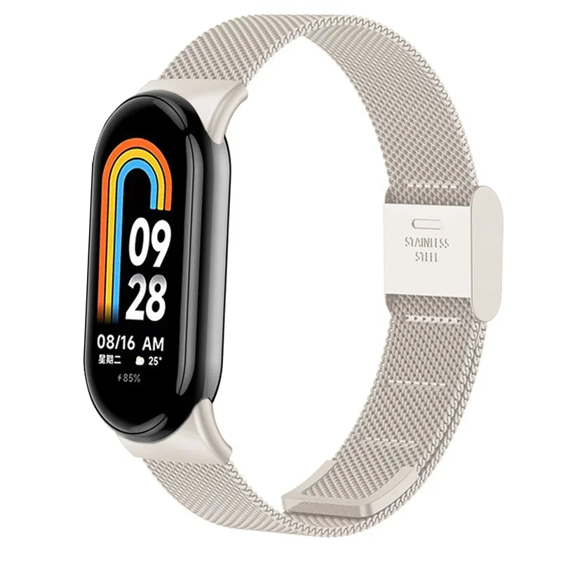 Stainless Steel Mesh Strap for Xiaomi Mi Band 9 & 8 – Metal Replacement Watchband Accessory