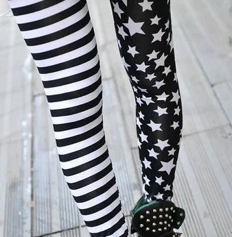 Women Star Print Elastic Jeggings β High Waist Stripe Cropped Pencil Leggings Fashion Skinny Pants L1071