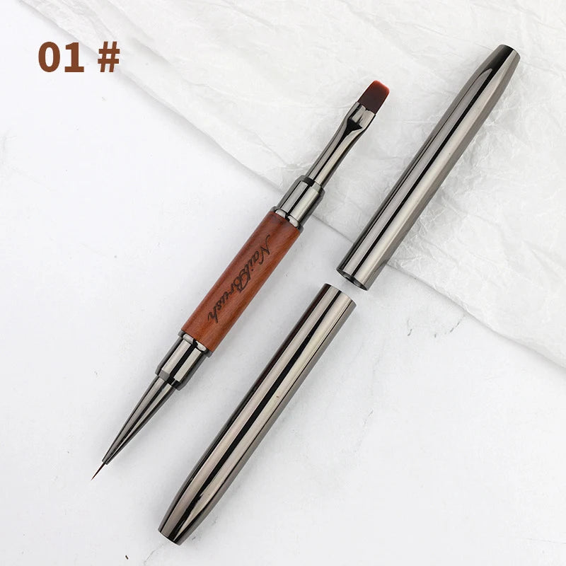 Double-End Nail Pen Brush – Glue & UV Gel Liner Brush, Dual-End Acrylic Nail Art Painting Manicure Tool