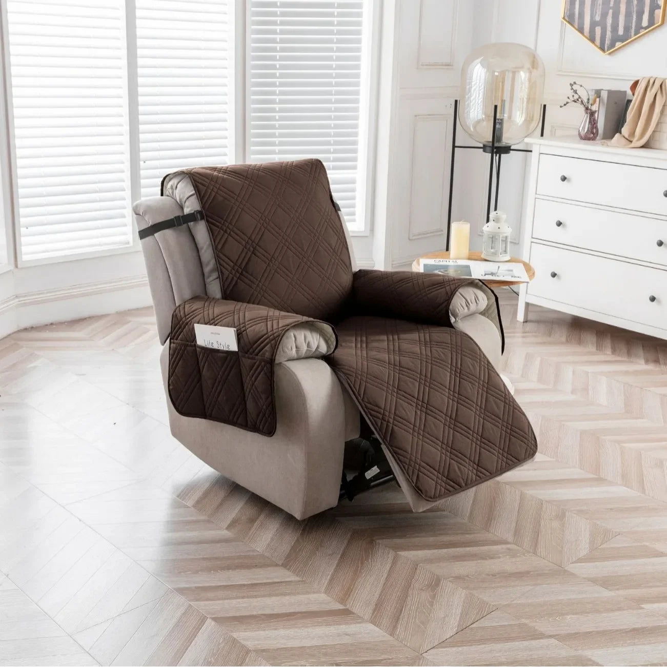 100% Waterproof Recliner Chair Cover – Non-Slip Recliner Slipcover with Pocket for Bedroom, Office & Living Room