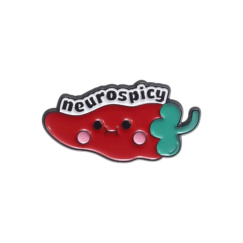 Neurospicy Chili Enamel Pin - Funny Neurodivergent Autism ADHD Dyslexia Awareness Brooch Badge Jewelry Accessory