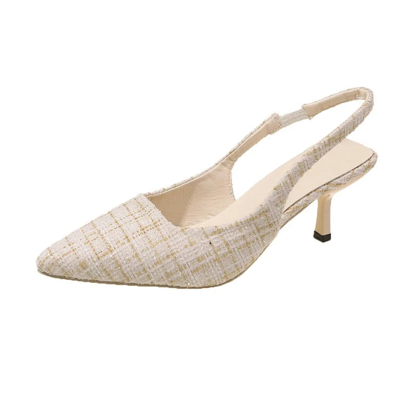 Sea Salt Blue Pointed High Heel Sandals – Women's Fashion Versatile Hollow Back Casual Shoes