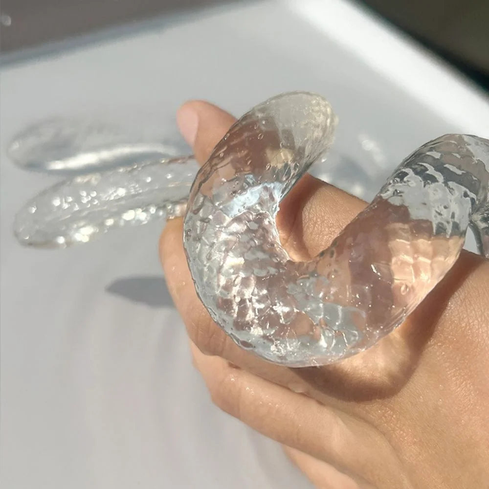 Transparent Snake Squishy Toy - Soft TPR Stress Relief Squeeze Figurine