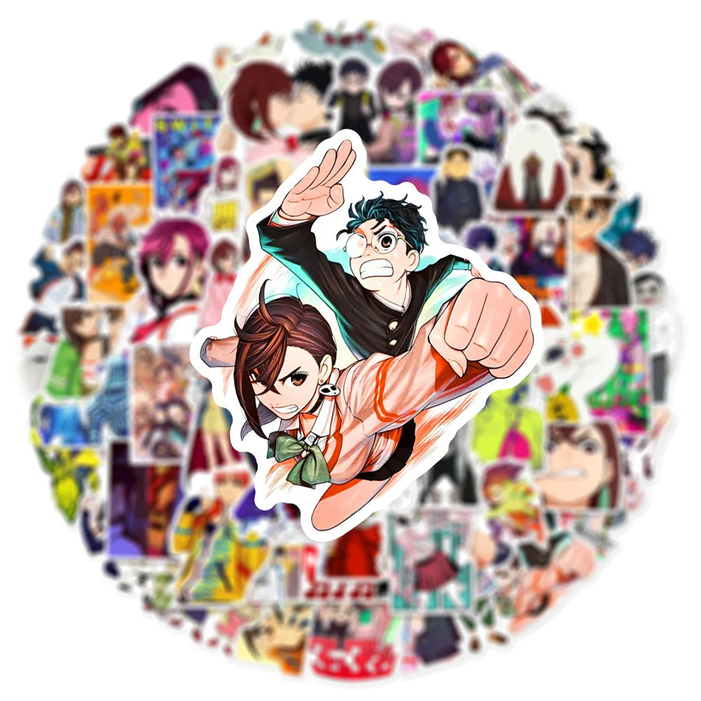 10/50/100/200PCS Dandadan Anime Stickers - Waterproof Cartoon Decals of Ken Takakura and Momo Ayase for Phones, Cars, Laptops, and DIY Crafts