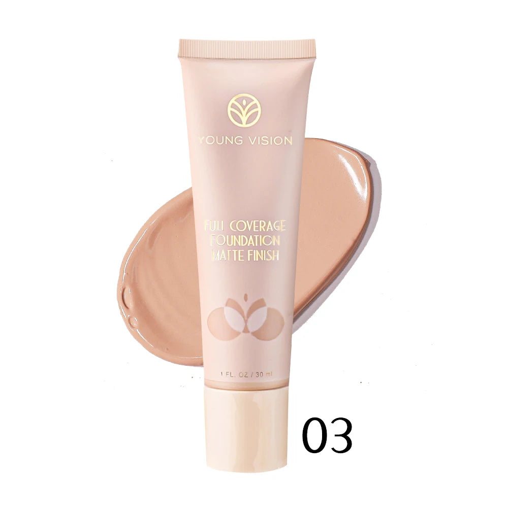 30ml Matte Liquid Foundation Cream – Long-Wear, Oil-Control, Full Coverage Waterproof Concealer for Wheat Tone Makeup