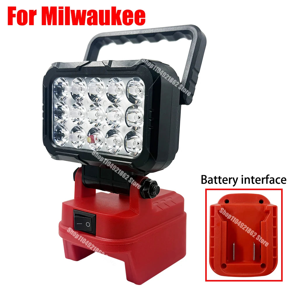 18V Lithium Battery LED Work Light – USB Charger Hand Lantern for Makita, Milwaukee & Dewalt Power Tools