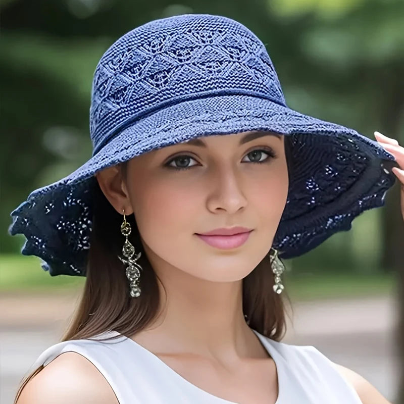 New Summer Straw Sun Hat for Women β Wave Brim Beach Hat with Sun Protection