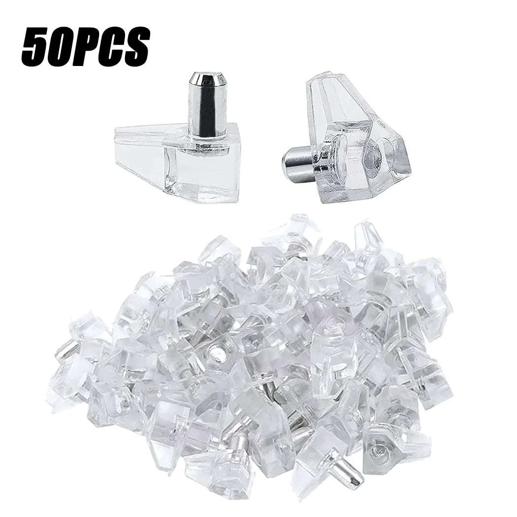 10/500PCS Transparent Shelf Studs β Plastic Laminate & Glass Plate Support Pegs for Cabinet, Wardrobe, Furniture Hardware