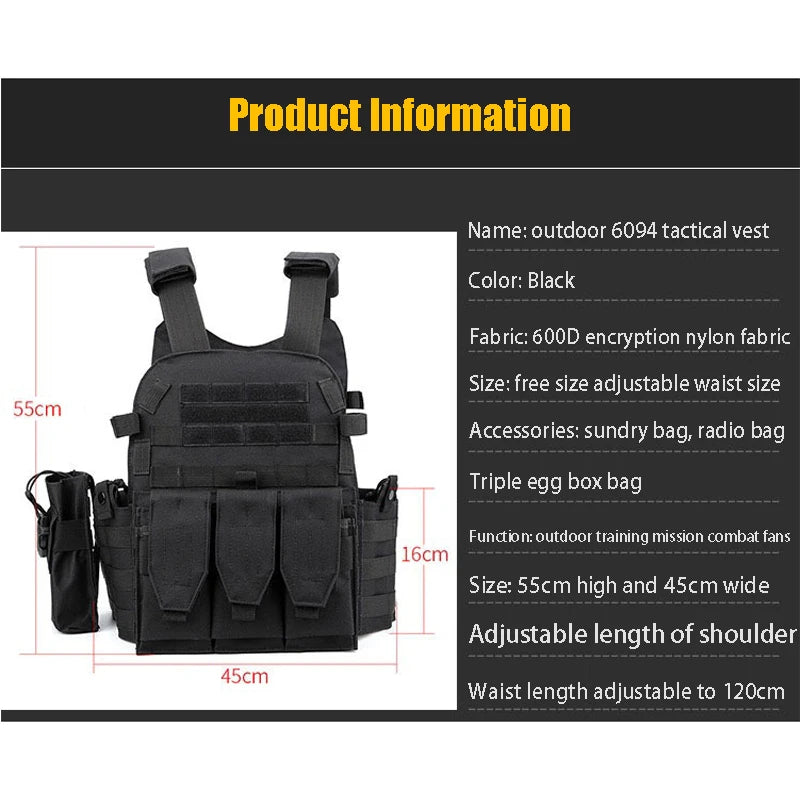 Multi-Function Tactical Vest for Training & Combat - Weight-Bearing CS Training Gear, 1PC Combination