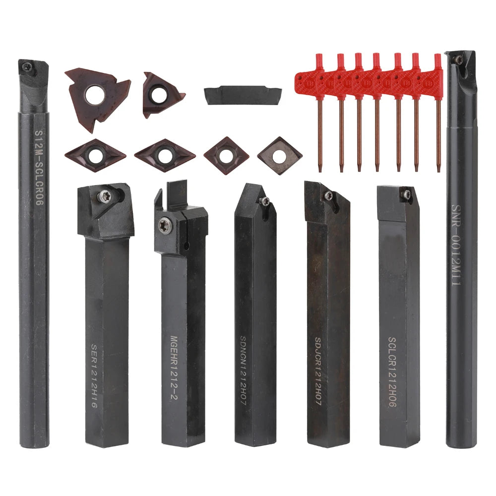 8-16mm Lathe Turning Tool Holder β Boring Bar & CNC Metal Cutter Rod with Shank and Inserts