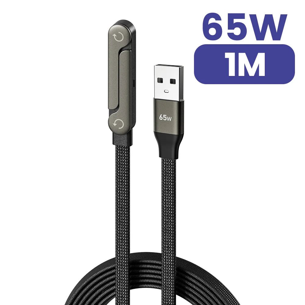 65W 2-in-1 USB-A to USB-C Cable - Fast Charging Foldable Phone Holder with Built-In Desk Stand