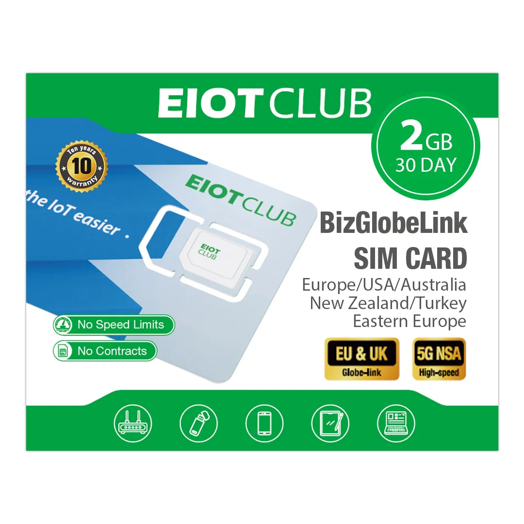 EIOTCLUB Global Travel SIM Card - International Data SIM for USA, Europe, Australia, New Zealand & Turkey