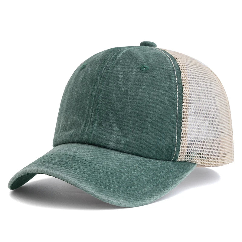 Unisex Washed Cotton Trucker Hat - Multi Color Casual Baseball Cap for Men & Women