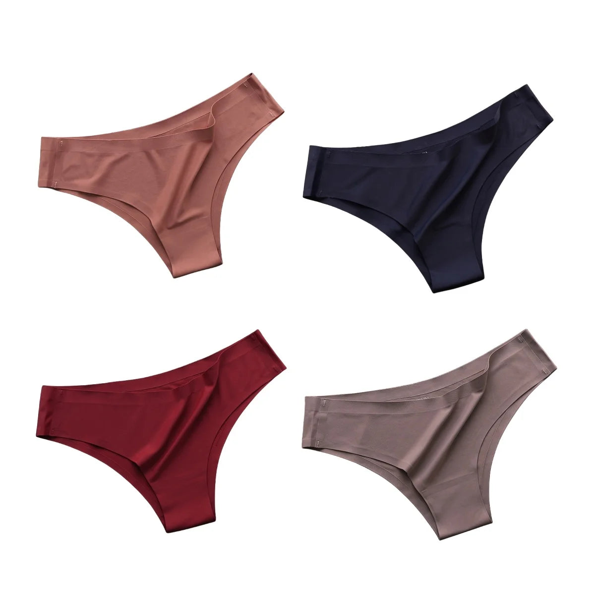 4PCS Seamless Brazilian Panties Set – Ice Silk Ultra-Thin Low Waist Women’s Briefs Sexy Soft Breathable Bikini Lingerie Underwear