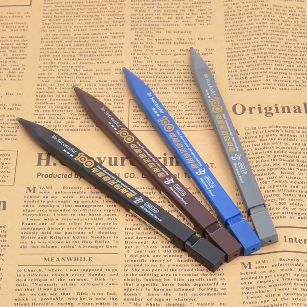 2B Mechanical Pencil Set - 1 Pencil with 6 No-Sharpening Lead Refills for Writing & Drawing