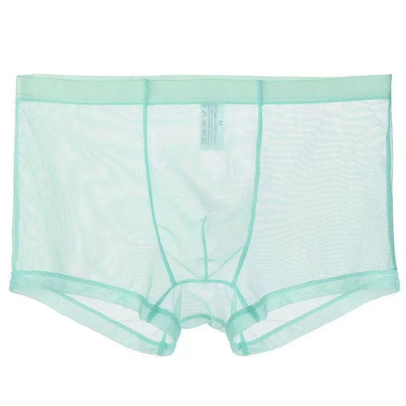 Transparent Ice Silk Men's Boxers - Low Waist See-Through Bulge Underwear