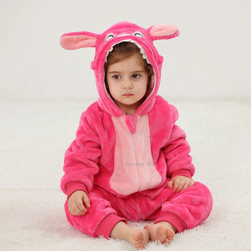 Cartoon Flannel Baby Romper β Unicorn, Rabbit & Dinosaur Pajamas, Cotton Kigurumi Jumpsuit for Boys & Girls