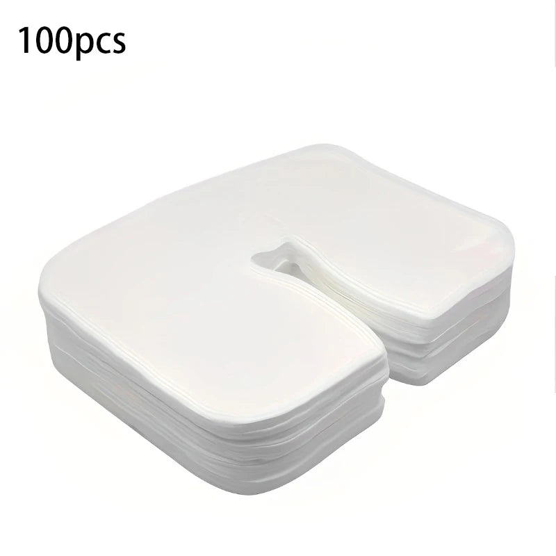 500/100PCS Disposable Face Cradle Covers – Soft Non-Woven Headrest Paper for Massage, Spa & Salon Beauty Supplies