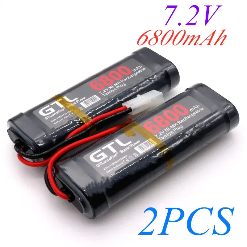 New 7.2V 6800mAh NiMH Battery Pack β Rechargeable Power for RC Cars, Trucks & Tanks