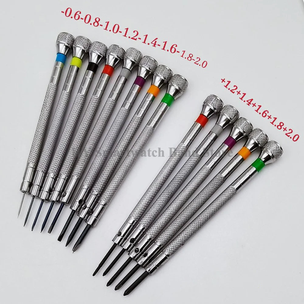 13pcs Watch Repair Screwdriver Set – 0.6mm-2.0mm Flat Head Tools for Professional Watchmakers