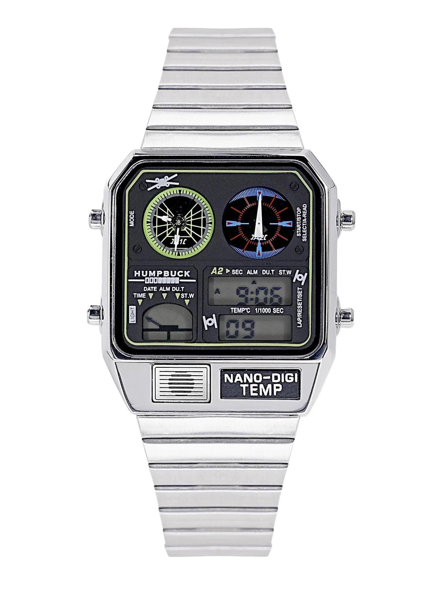HUMPBUCK Men’s Digital Watch – Multifunctional Classic Wristwatch with Temperature, Stopwatch, Dual Time & Calendar