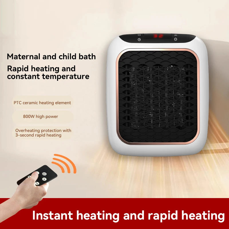 1200W Mini Wall-Mounted Ceramic Heater - PTC Fast Heating Electric Space Heater with Remote Control for Bathroom and Bedroom