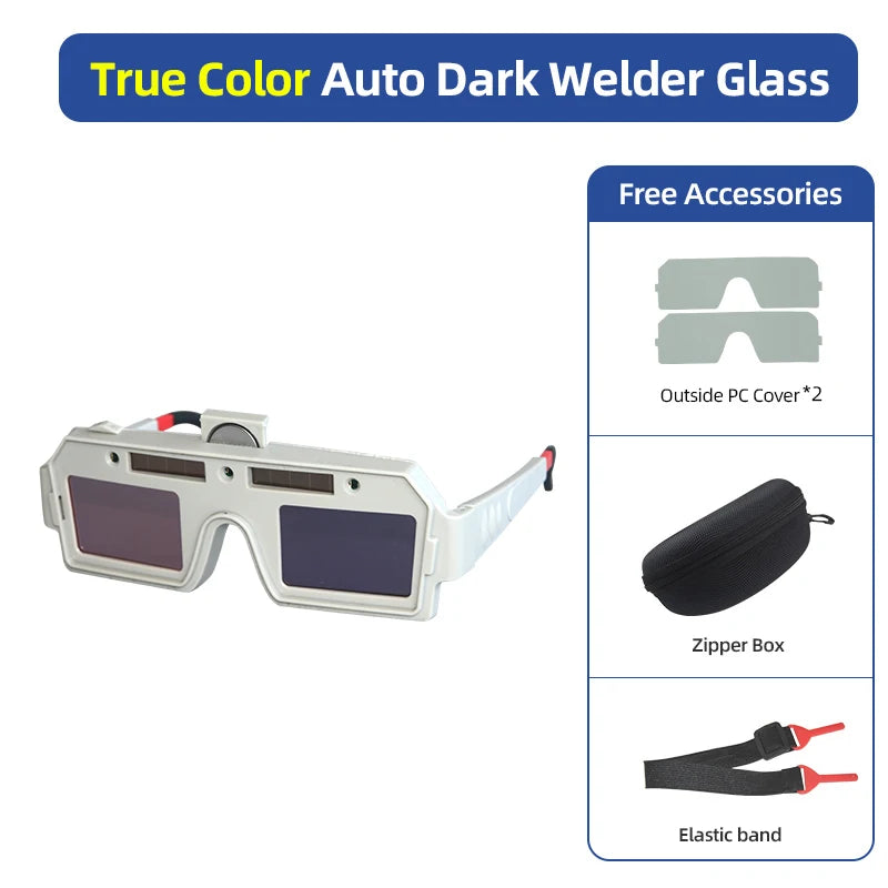 Auto-Darkening Welding Goggles - Solar Powered MMA TIG MIG Arc Welding Safety Glasses