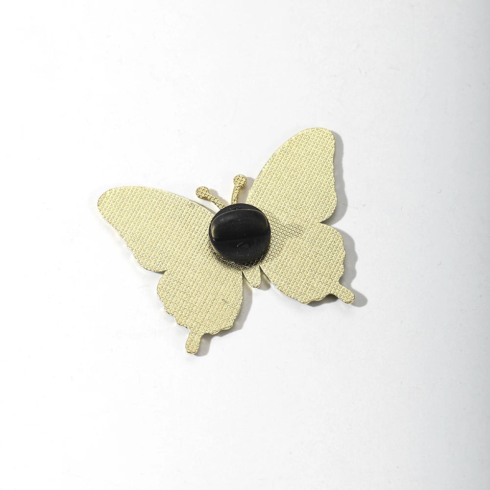 6-Piece Vintage Enamel Butterfly and Sunflower Pin Set - Artistic Lapel Brooches for Clothing, Backpacks and Gifts for Friends