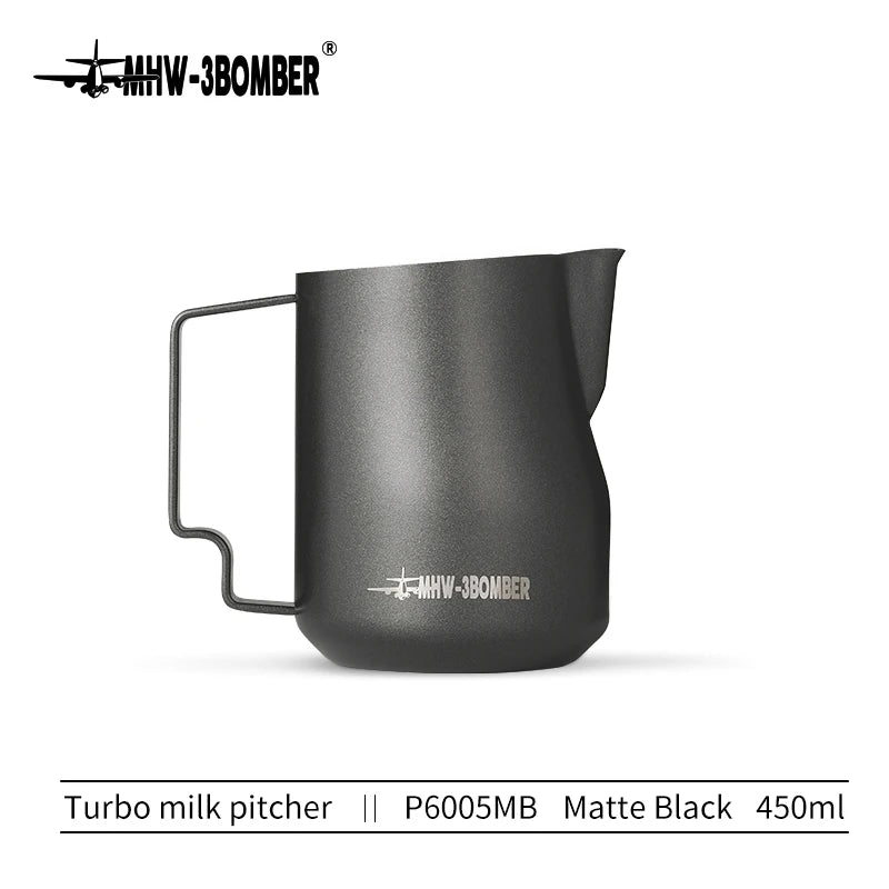 MHW-3BOMBER Turbo Milk Frothing Pitcher – 350ml/450ml Steaming Jug for Professional Foam, Home Barista & Kitchen Use