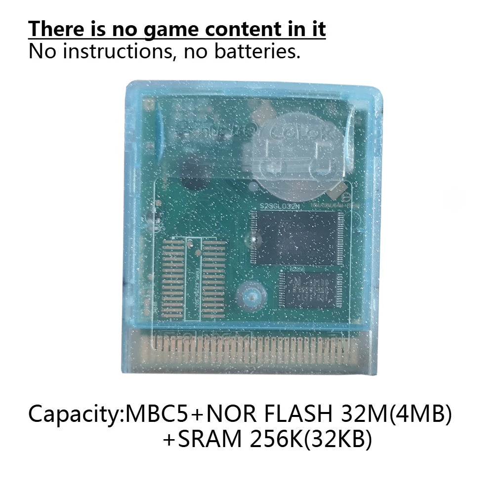 GBC Blank Game Cartridge - Customizable Burnable Game Card with Multicolor Shell, No Battery or Manual Included